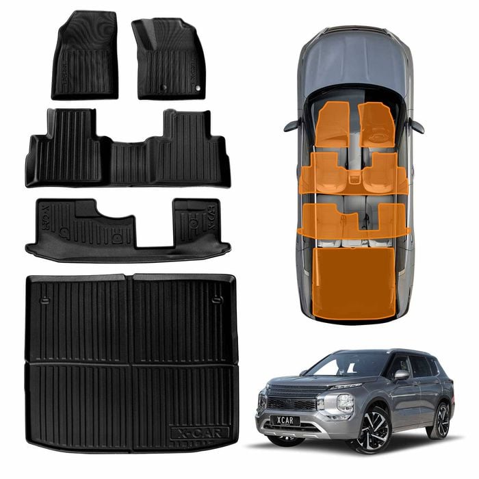 3D Floor Mats Boot Liner for Mitsubishi Outlander ZM 7 Seater 2021-Onwards TPE Cargo Car Trunk Tray