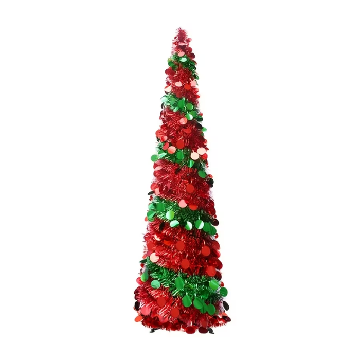 Lifebay Red Green Sequin Tinsel Christmas Tree