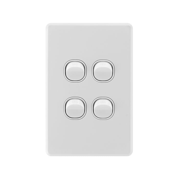 DETA White Matte S-line Quad Vertical Wall Switch
