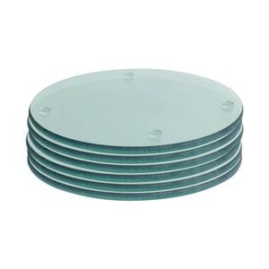 6x Round Glass Coasters - 10cm - Clear - Tabletop Protection Mat Drink Coaster Decorative Dining Placemat