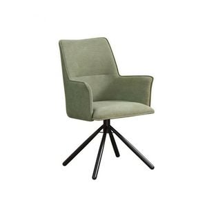 Dining Chairs Linen Fabric Seat with Iron Legs