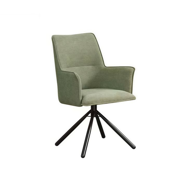 Dining Chairs Linen Fabric Seat with Iron Legs