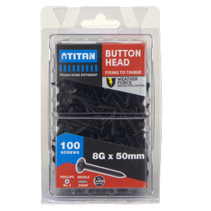 Titan 8G x 50mm Black Button Head Screws - 100 Pack