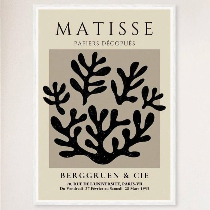Galrie Henri Matisse Exhibition Print - Captivating Art at Berggruen & Cie (Black), White Frame, A4 21 x 30cm (8 x 12inch)