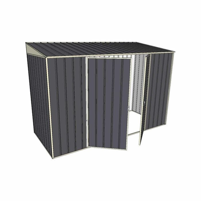 Build-A-Shed 1.2 x 3.0 x 2.0m Skillion Double Hinged Side Doors Shed - Grey