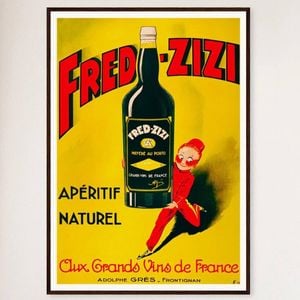 Galrie Fred Zizi Vintage Art Deco Apertif Poster (1932) Timeless Elegance Home Décor, Black Frame, A2 42 x 60cm (16 x 24inch)