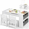 Costway 2in1 Kid Activity Table Child Drawing Desk Art Table Set W/spacious Tabletop&storage Bins, White