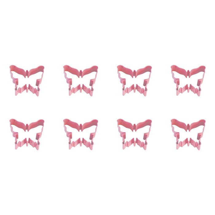 8PK R&M Butterfly Cookie Cutter Polyresin Coated Steel 8cm - Pink