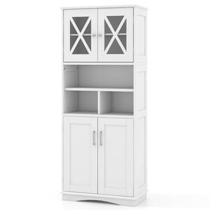 Costway Tall Bathroom Storage Cabinet Kitchen Cupboard Sideboard White
