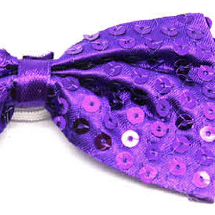 GLITTER SEQUIN BOW TIE Costume Fancy Dress Dance Fancy Shiny Party Bowtie Purple