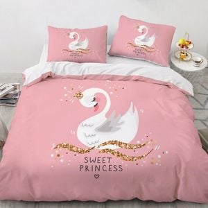 3D Swan Crown 204 Bed Pillowcases Quilt Queen Size