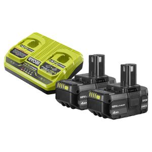 Ryobi 18V ONE+ 4Ah Battery Twin Pack & Dual Port Charger