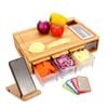Carla Home Large Bamboo Cutting Board With 4 Containers And Mobile Holder