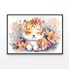Drawing Of a Lion with Flowers  Print 100% Australian Made 120x90cm  (Poster)