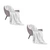 SOGA 2X White Acrylic Knitted Throw Blankets