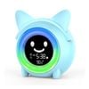 Catzon Cartoon Cat Alarm Clock For Kids With 5 Colors Light & Snooze Function-blue