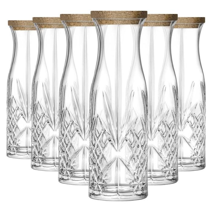 RCR Crystal Melodia Glass Carafes with Cork Lid - 1L - Pack of 6