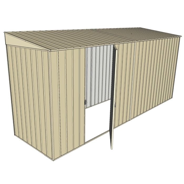 Build-A-Shed 1.2 x 4.5 x 2.0m Skillion Single Hinged Side Door Shed - Cream