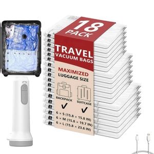Catzon 18pack Travel Vacuum Bags Rechargeable Pump Compression Storage Space Saving