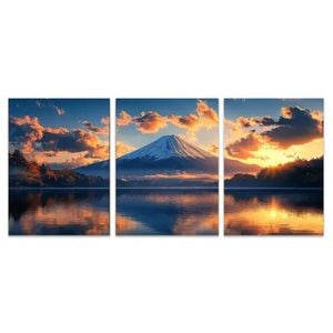 3pcs Japanese Mount Fuji Mountain Print 100% Australian Made 3 x 40x60cm (Metal Print)