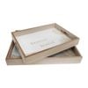 2pc LVD Decorative MDF/Glass 40/35cm Tray w/ Handles Rectangle - Palm