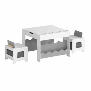 Costway Kid Activity Table Chairs Set Art Dining Double-sided Grey