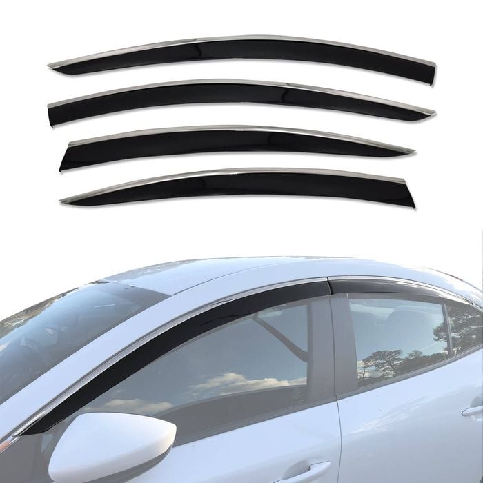 AUSGO Stainless Trim Weather Shields for Mazda 3 BP Series Sedan 2019-Onwards Weathershields Window Visors Wind Deflectors