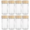 8PK Appetito 85ml Glass Spice Jar Round Container w/ Bamboo Lid