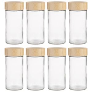 8PK Appetito 85ml Glass Spice Jar Round Container w/ Bamboo Lid