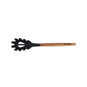 Bialetti St. Clare Black Silicone Spaghetti Spoon w/ Acacia Handle Cookware