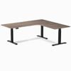 Desky L-shape Sit To Stand Natural Walnut Melamine Desk 2000x1800mm - Right Return Height Adjustable Matte Black Leg