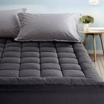 Giselle Pillowtop Topper Microfibre Filling Charcoarl Mattress Toppers - Queen
