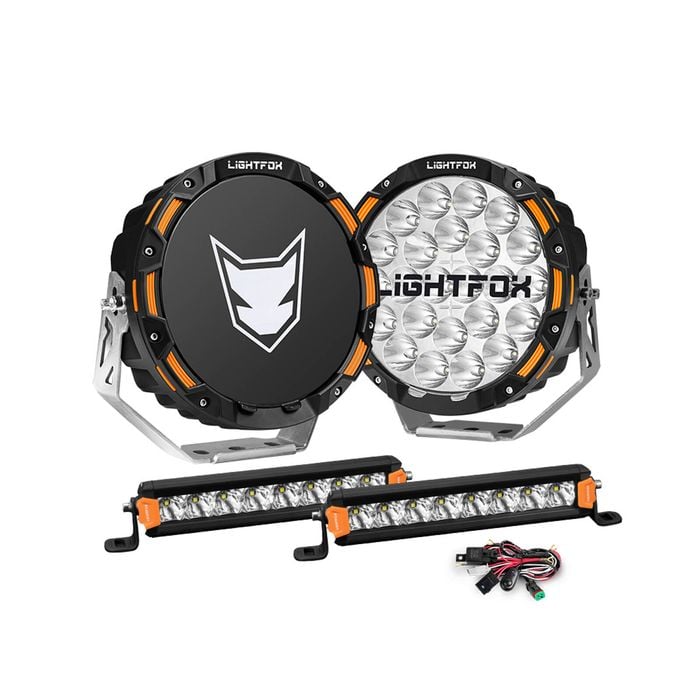 LIGHTFOX OSRAM 9inch LED Driving Lights + 8inch LED Light Pods + Wiring Kit