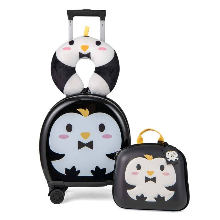 Costway 4pcs Kids Luggage Set Black