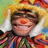 P&P Multicolour Clown Gorilla Canvas Print With Vibrant Quirky Art Home Décor