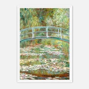 Galrie Monet’s Japanese Bridge Art Print Iconic Impressionist Masterpiece for Home Decor, White Frame, 70 x 100cm (28 x 40inch)