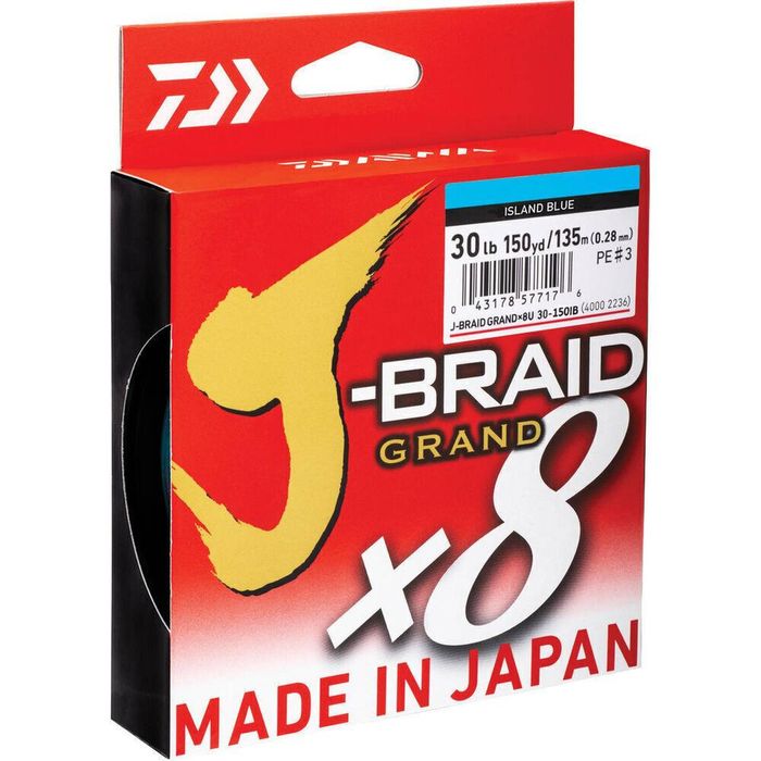 Daiwa J Braid Grand x8 150 yds Island Blue Braid Fishing Line 20lb
