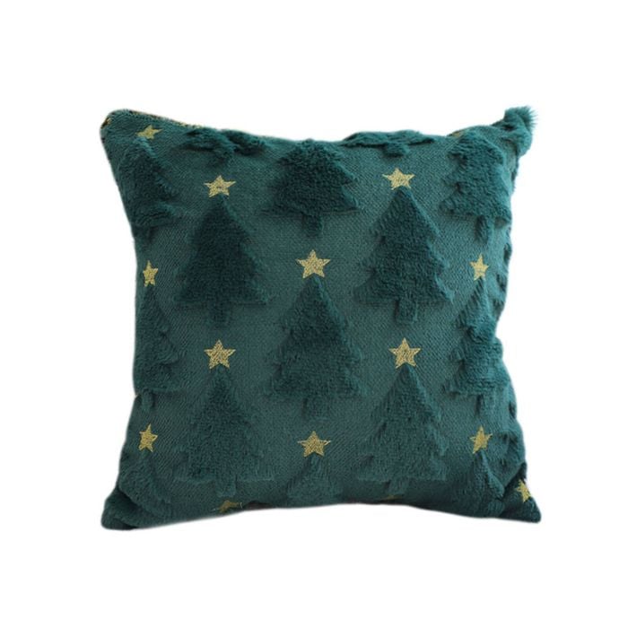 SOGA 45cm Festive Teal Christmas Tree Gold Star Holiday Throw Pillow