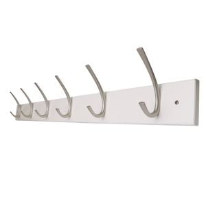 Adoored 6 Double Satin Chrome Hook White Board Deco Hook Rack