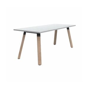 Olg Plantation Boardroom Table 4 Leg Solid Oak Frame White Top L1800mm X W900mm