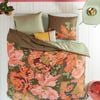 Oilily King Saddle Brown Embroidered Flower Multi Cotton Sateen Quilt Cover Set