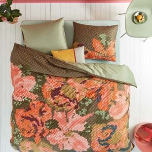Oilily King Saddle Brown Embroidered Flower Multi Cotton Sateen Quilt Cover Set