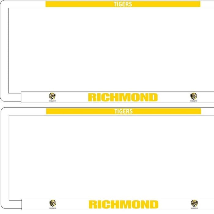 AFL Car Number Plate Frame Set Of Two - Richmond Tigers - Front/Back