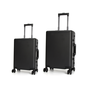 Swiss Aluminum Luggage Suitcase HardCase 2 Piece Set 20"&24"- Black