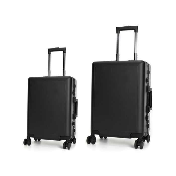 Swiss Aluminum Luggage Suitcase HardCase 2 Piece Set 20"&24"- Black