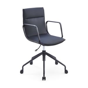 Sabia Maison Pre-Assembled Black Chair Leather-Like Upholstered Meeting Room