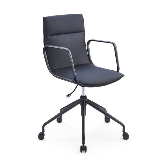 Sabia Maison Pre-Assembled Black Chair Leather-Like Upholstered Meeting Room
