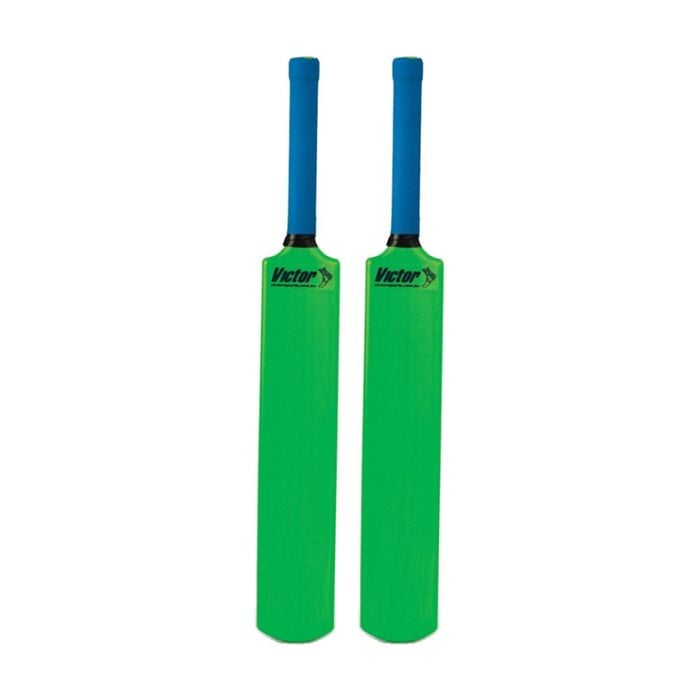 2PK Victor Sports Plastic Cricket Bat Rubber Grip Size 2 Colour Green