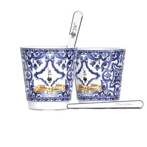 Bialetti Dolce & Gabbana Gift Set - 2 Espresso Cups & 2 Stirrers - Blue