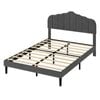 Levede Double Upholstered Bed Frame with Curved Headboard   - Dark Grey